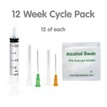 12 Week Injection Cycle Pack - Bbraun Needles (21g + 25g), 2ml Syringes & Swabs additional 2
