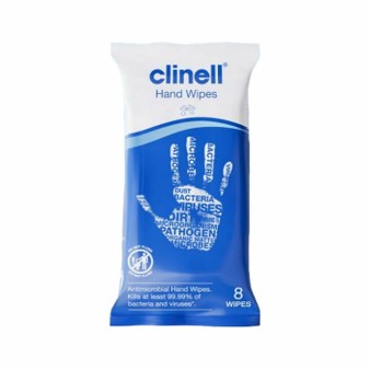 Clinell Antimicrobial Pocket Size Hand Wipes (Pack of 8)