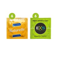 12 Mixed Condoms (6 x Pasante Naturelle & 6 x EXS Ribbed, Dotted & Flared)