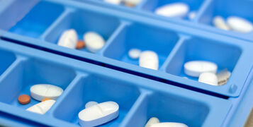 Macro,Close,Up,Detail,Of,Pill,Organiser,With,Multiple,Pills.