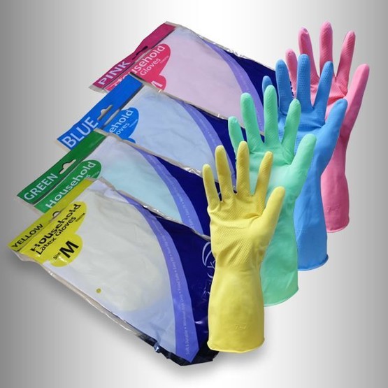 Gloveman Flock Lined Yellow Household Latex Gloves