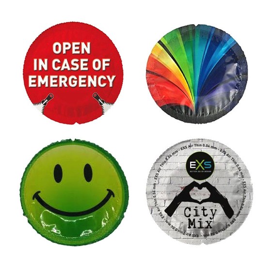 EXS Novelty Mix Condoms (Glowing, Emergency, Smiley Face, City Air)