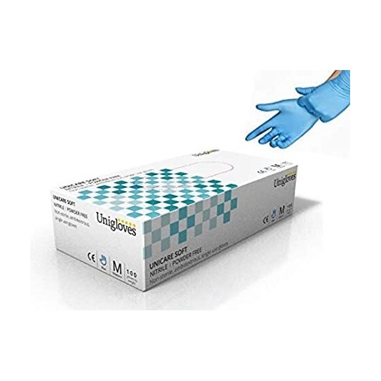 Unigloves Unicare Soft Nitrile Blue Gloves