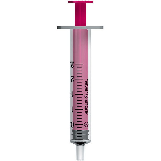 Nevershare 2ml Luer Slip Pink Syringes