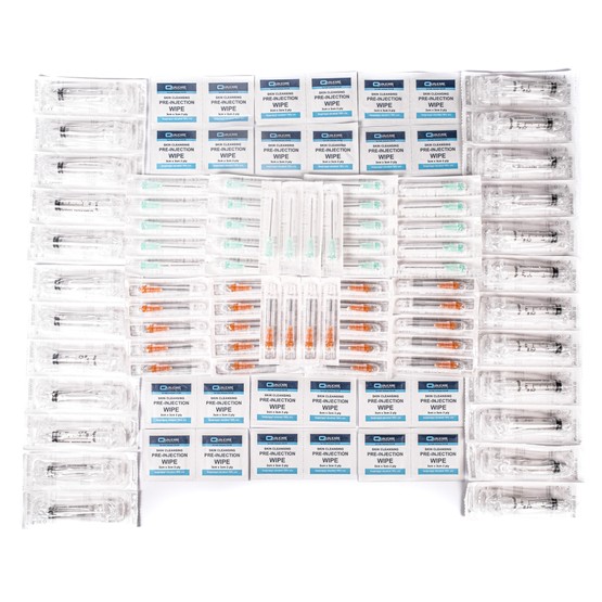 24 Week Injection Cycles Needles (21g + 25g) + 2ml Syringe + Swabs