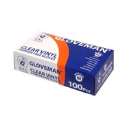 Box of 100 Gloveman Clear Powder Free Vinyl Gloves