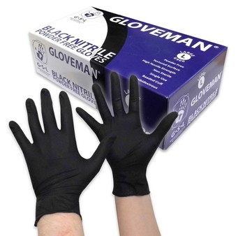 Box of 100 Gloveman Black Nitrile Gloves