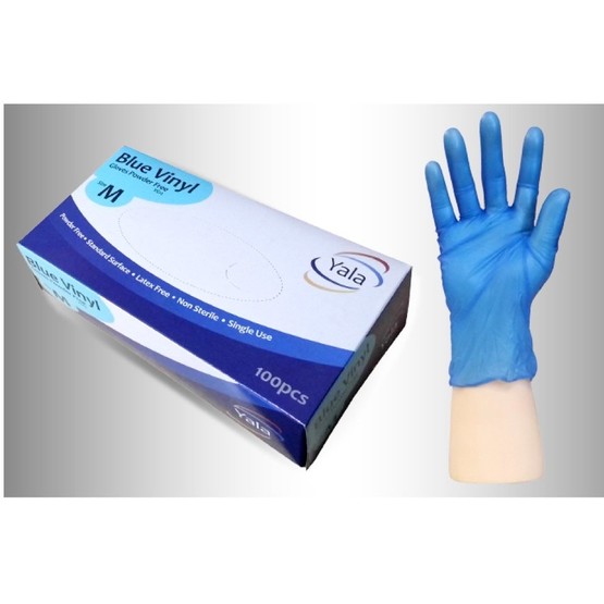 Yala Blue Powder Free Vinyl Gloves (Food Safe)