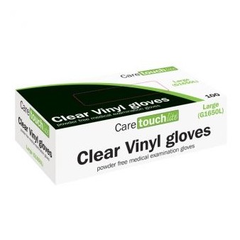 Caretouch Clear Vinyl Powder Free Gloves