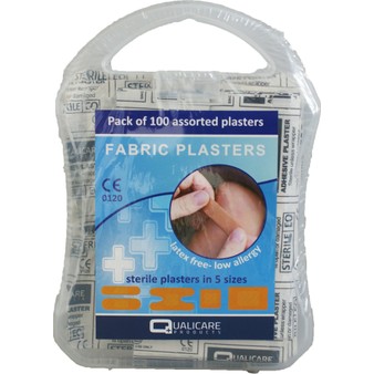 Fabric Plasters Plastic Box Assorted 5 (100)