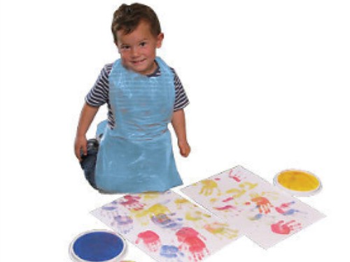 KIDS CHILDS SMALL DISPOSABLE POLYTHENE PLASTIC APRONS ART CRAFT 