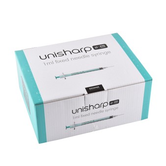 Unisharp 1ml 27G Fixed Needle Syringe: Green (12mm Needle)