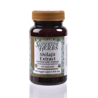 Swanson Superior Herbs Shilajit Extract, Purified with Triphala, 400mg, 60 Vegetarian Capsules