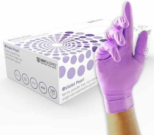 Box 100 200 500 1000 Unigloves Black Pearl Nitrile Powder Free Disposable Gloves 