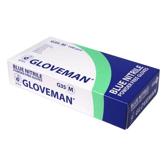 Box of 100 Gloveman Powder Free Blue Nitrile Gloves