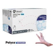 Shield Clear Vinyl Powder Free Disposable Gloves - Box of 100