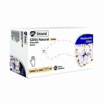 Shield Powder Free Latex Gloves - Box of 100