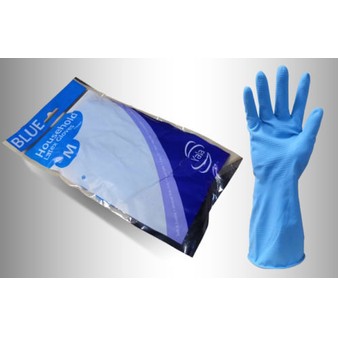 Yala Flock Lined Blue Household Latex Gloves