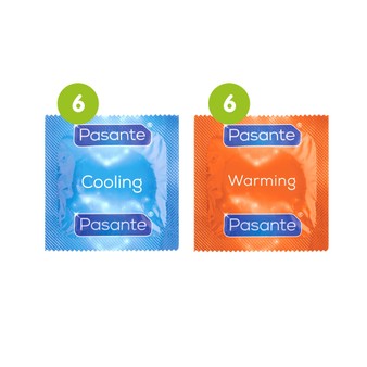 12 Mixed Condoms - 6 x Pasante Cooling + 6 x Pasante Warming