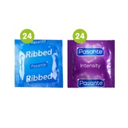 48 Mixed Condoms (24 x Pasante Ribbed & 24 x Pasante Intensity)