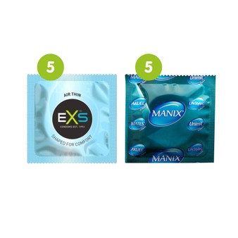 10 Mixed Condoms (5 EXS Air Thin & 5 Mates/ Manix Original)