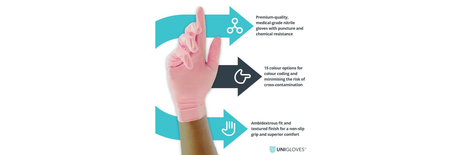Guanti in Nitrile Monouso Colorati 3.8gr - ROSA (1000 pz) - Unisan SRL