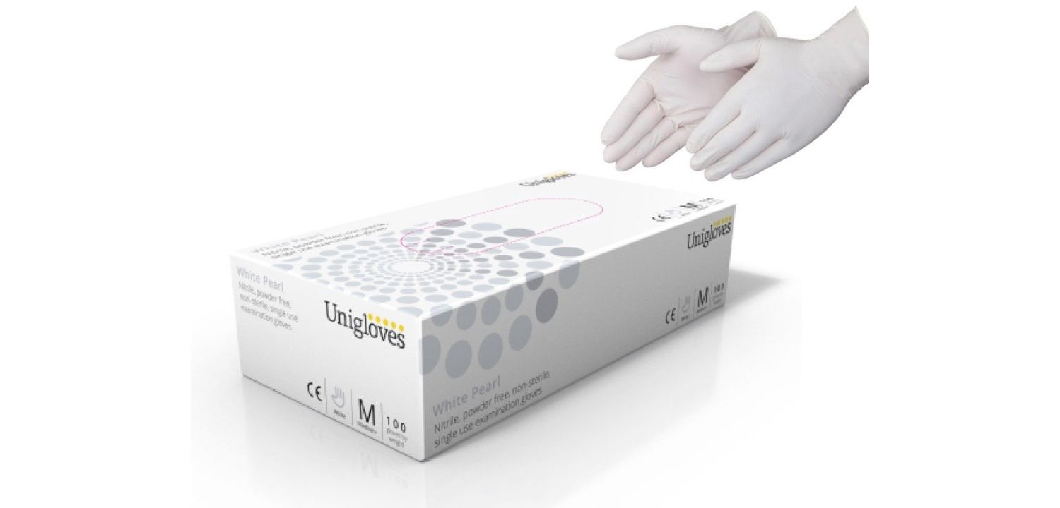 Unigloves Guanti In Nitrile Senza Polvere – Colore Turchese Opal Pearl – 100 Pezzi, Altamente Elastici