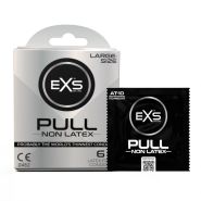 EXS PULL Large Condoms | Hypoallergenic Non-Latex &amp; Silicone Lubricated Box of 6