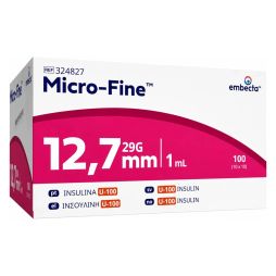 1ml BD (Embecta) Micro-Fine 29G Fixed Needle Insulin Syringes - 12.7 mm Needle U100