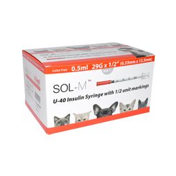 Sol-Vet 0.5ml 29g x 0.5 inch U40 Syringe Fixed Needle
