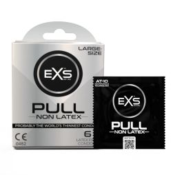 EXS PULL Large Condoms Hypoallergenic Non-Latex &amp; Silicone Lubricated - Box of 6