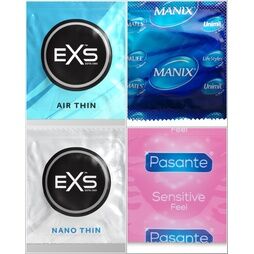 Thinner Condoms Variety Pack - EXS Nano,Air, Pasante Sensitive &amp; Mates Ultra thin