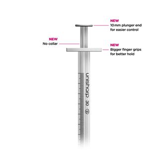 Unisharp 1ml 30G Fixed Needle Insulin Syringe - White (12mm Needle) alternative