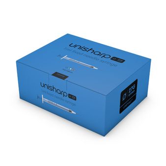 Unisharp 1ml 27 Gauge Fixed Needle Syringe: Blue (12mm Needle) alternative