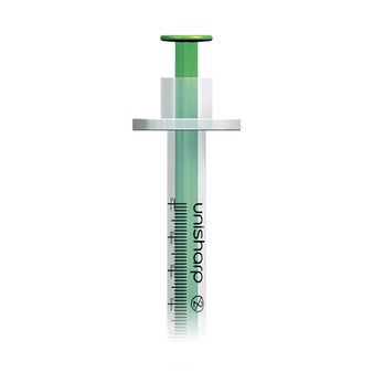 Unisharp 1ml 29 Gauge Fixed Needle Syringe: Green (12mm Needle) alternative
