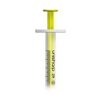 Unisharp 1ml 29 Gauge Fixed Needle Syringe: Yellow (12mm Needle) alternative