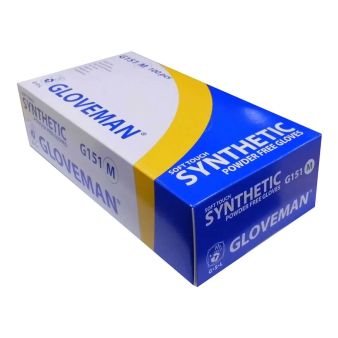 Box of 100 Gloveman Soft Touch Synthetic Powder Free Gloves alternative