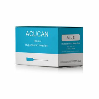 Box of 100 Acucan 23G X 1¼" (0.6mm x 30mm) Blue Hypodermic Needle alternative