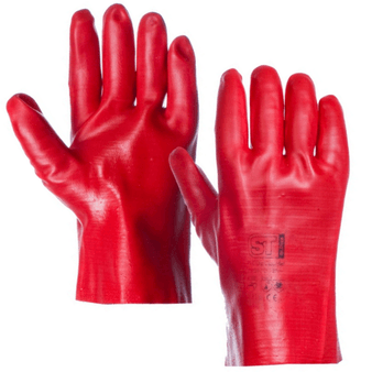 Red PVC Dip Open Cuff Gauntlet - 14" - Size 10 Large