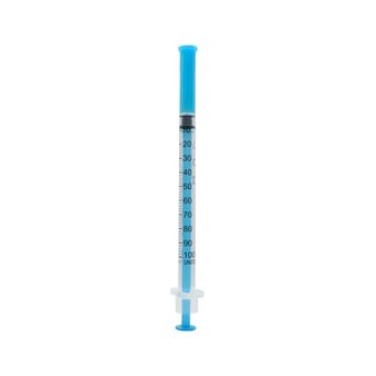 Acufine 27g x 1/2″ (0.4mm x 12mm) U-100 Ultra Low Dead Space Fixed Needle &amp; Syringe Blue alternative