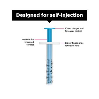 Unisharp 1ml 28G Fixed Needle Syringe: Blue (12mm Needle) alternative