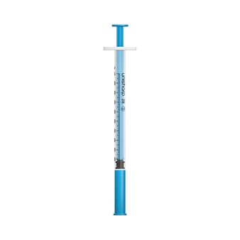 Unisharp 1ml 28G Fixed Needle Syringe: Blue (12mm Needle)