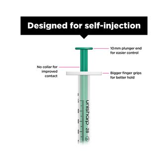 Unisharp 1ml 28G Fixed Needle Syringe: Green (12mm Needle) alternative