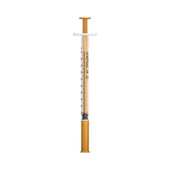 Unisharp 1ml 28G Fixed Needle Syringe: Orange (12mm Needle)