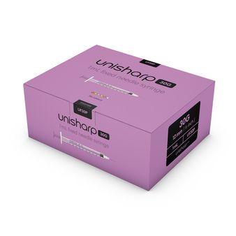 Unisharp 1ml 30G (12mm) Fixed Needle Syringe: Purple