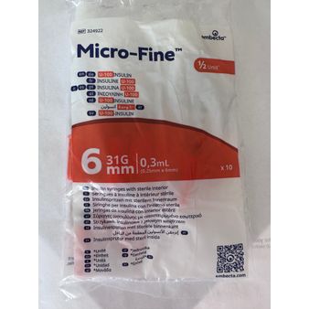 BD Micro-fine 0.3ml, 6mm Insulin Syringe 31g