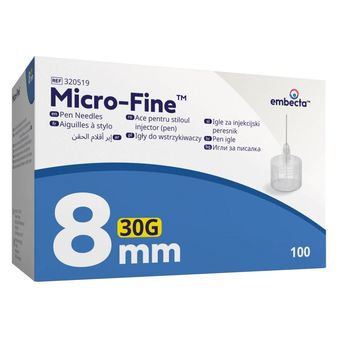 BD Embecta Micro-Fine Pen Needle 30g x 8mm - Box of 100 (320519)