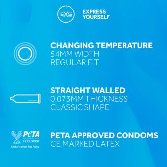 24 Mixed Condoms - 12 x EXS Cooling + 12 x EXS Warming alternative