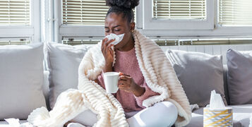 Sick,Day,At,Home.,African,American,Woman,Has,Runny,Nose