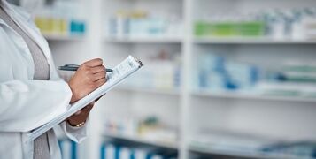 Woman,,Hands,Or,Pharmacy,Clipboard,Writing,For,Medical,Stock,Check,
